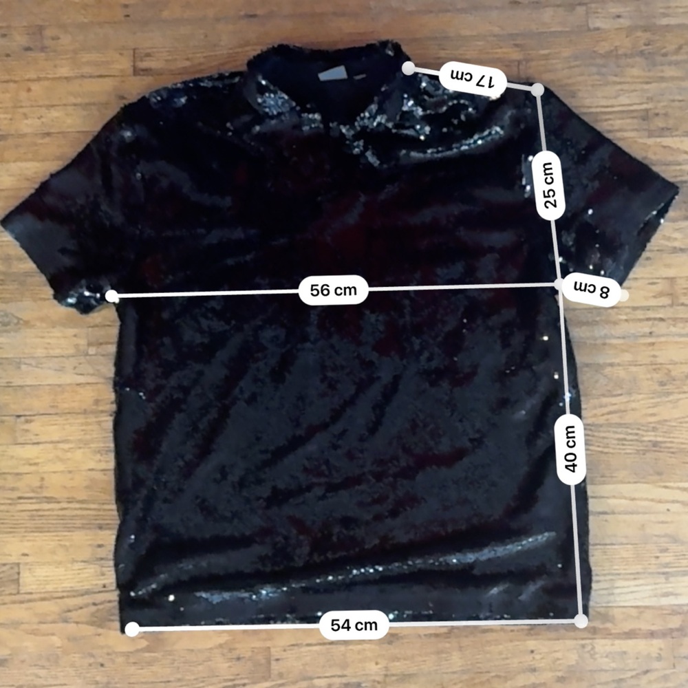 ASOS BLACK SEQUINNED POLO - Picture 5 of 7